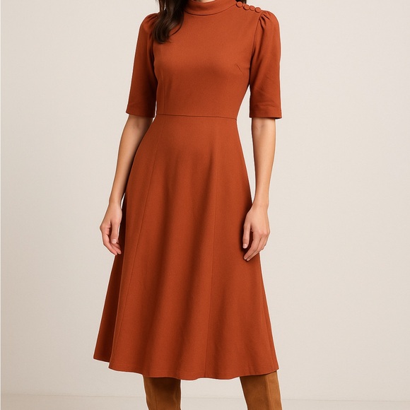 Ivy + Blu Dresses & Skirts - Chic Terracotta Midi Dress